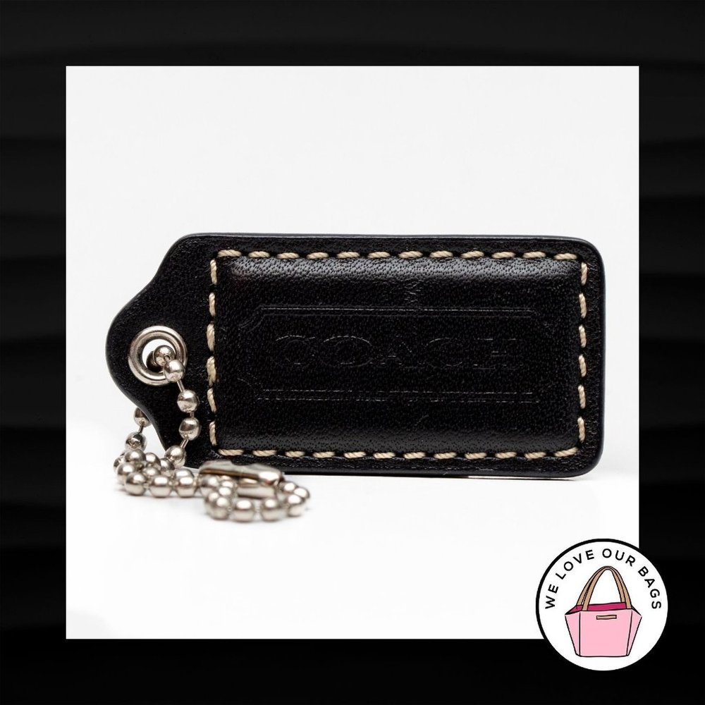 2" COACH BLACK LEATHER KEY FOB BAG CHARM HANGTAG